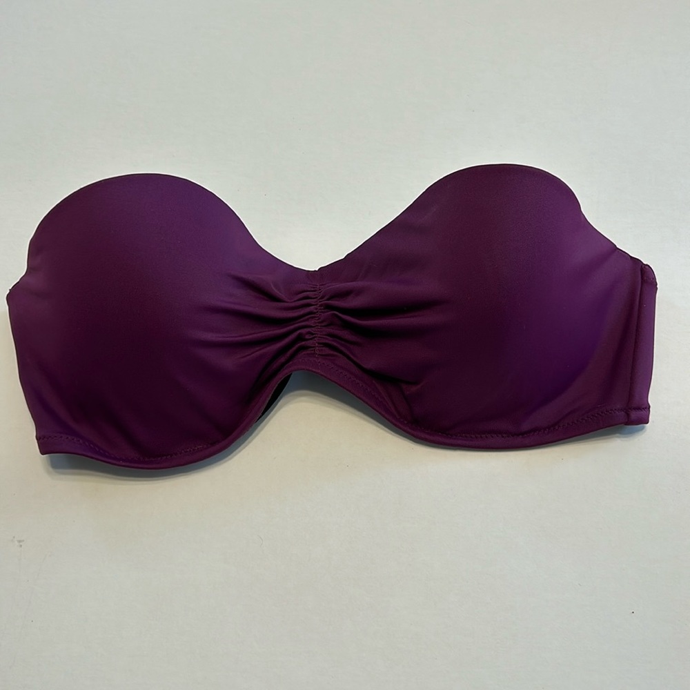 VICTORIA'S SECRET 36C Plum Purple Jewel Tone Bikini Top Swim Stapless Ruched
